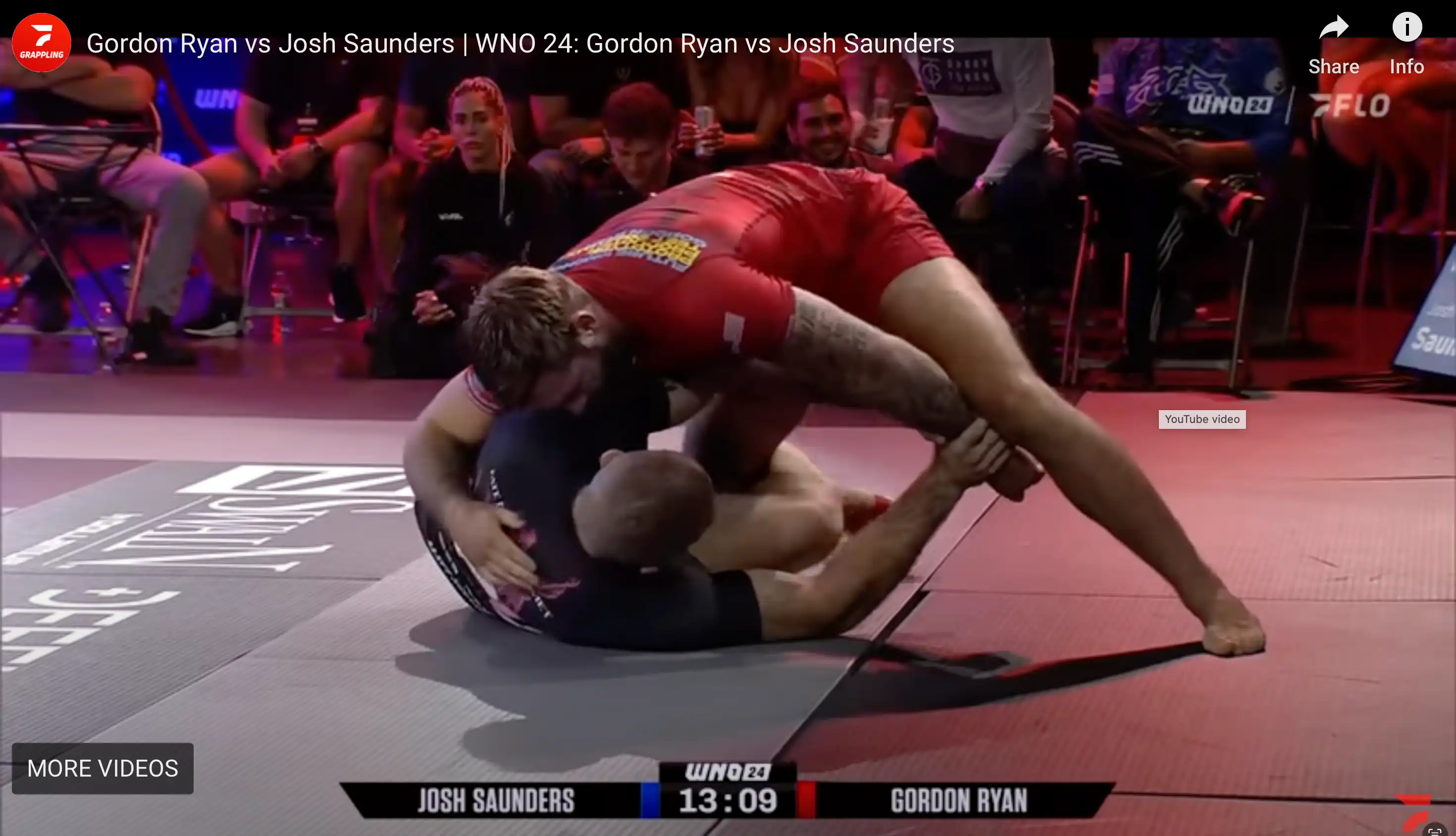 image of Josh Saunders holding half guard against Gordon Ryan